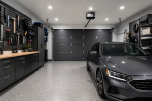 garage with black audi